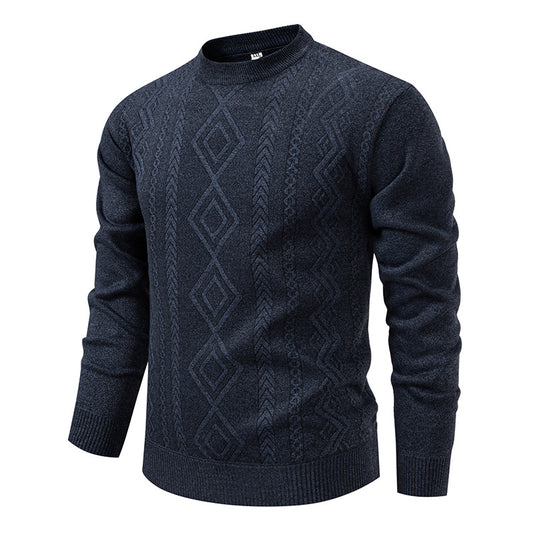 Casual Round Neck Pullover Warm Knitted Sweater For Men
