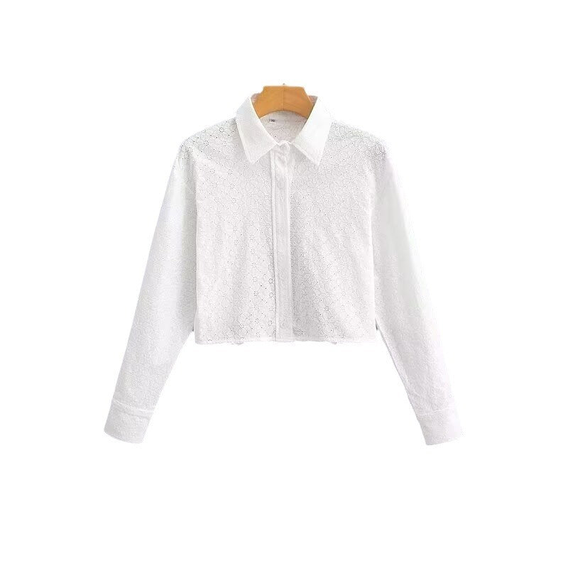 Women's Fashion Cotton Tie-dye Embroidered Short-sleeved Shirt