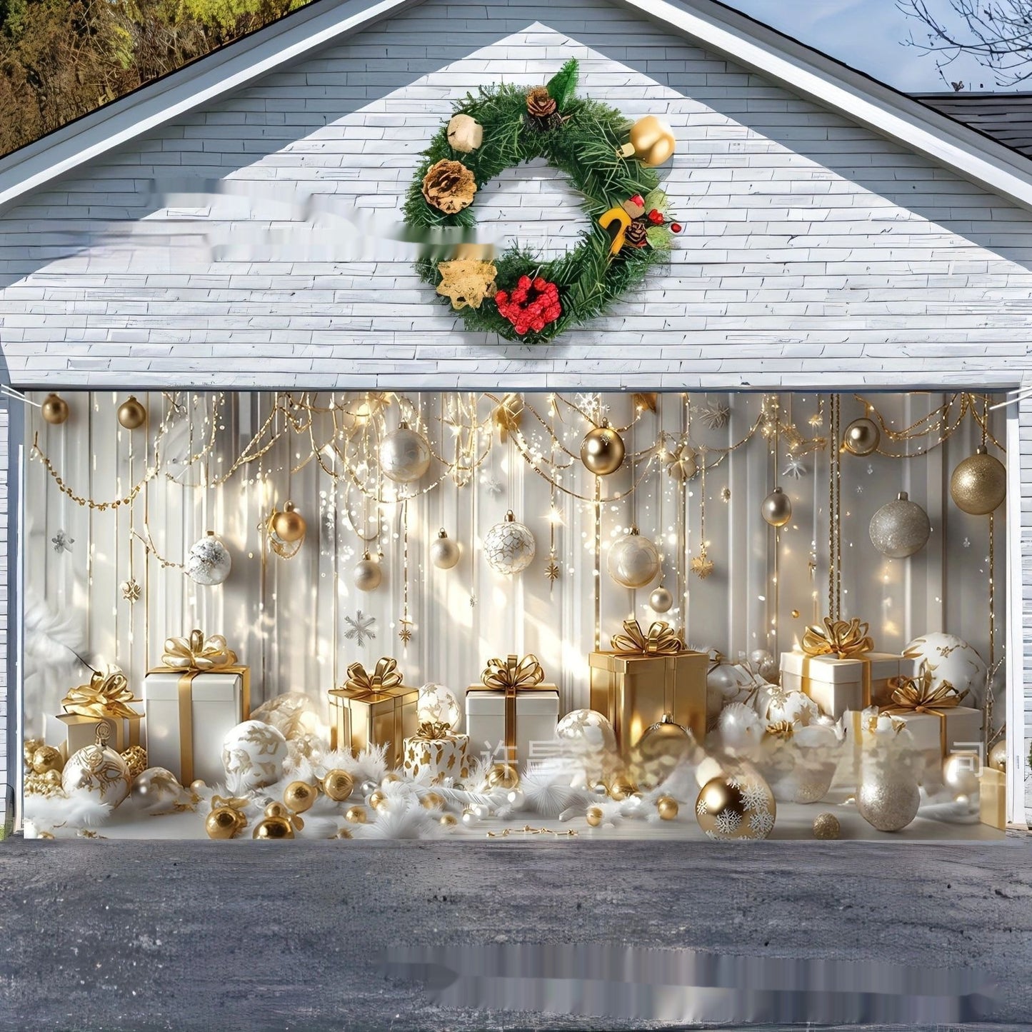 Large Size Christmas Ball Banner Background Fabric Hanging Cloth Party Decoration Flag