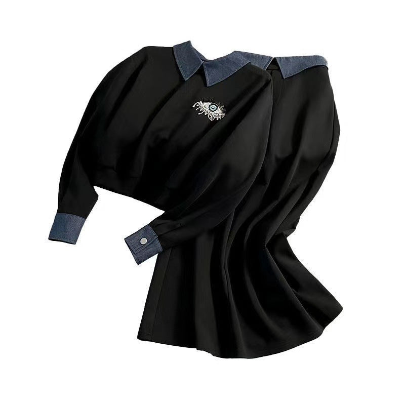 Fake Two-piece Sweatshirt Set Women Korean Version Set Skirt