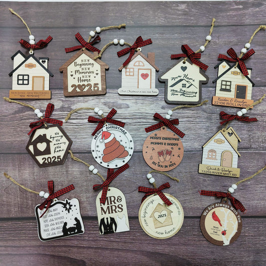 House Christmas Tree Decoration Festival Gift Wooden Pendant