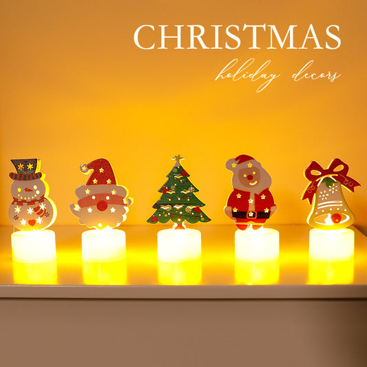 LED Electronic Candle Lights Christmas Trees Santa Claus Snowmen Creative Candles Small Night Lights Home Decorative Ornaments
