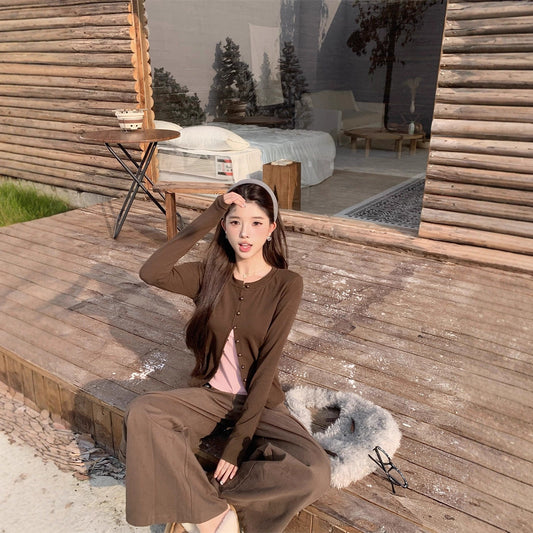 Women's Autumn Korean Style Niche Retro Versatile Fake Two-Piece Top