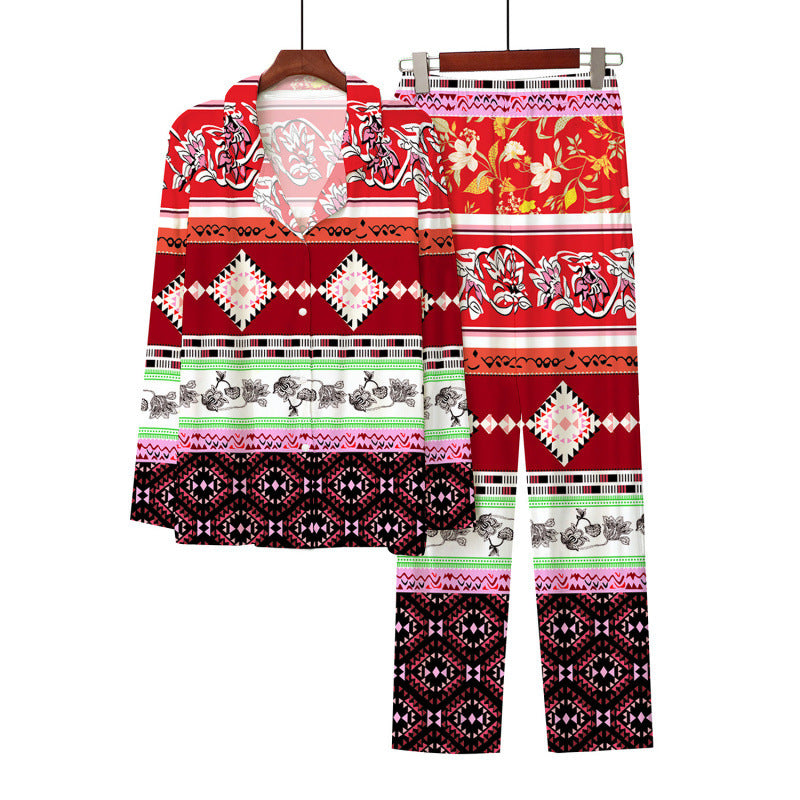 European And American Style 3D Digital Printed Button-up Shirt Comfortable Pajama Pants