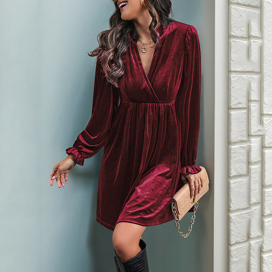 Valentine's Day Slimming Velvet Women's Dress