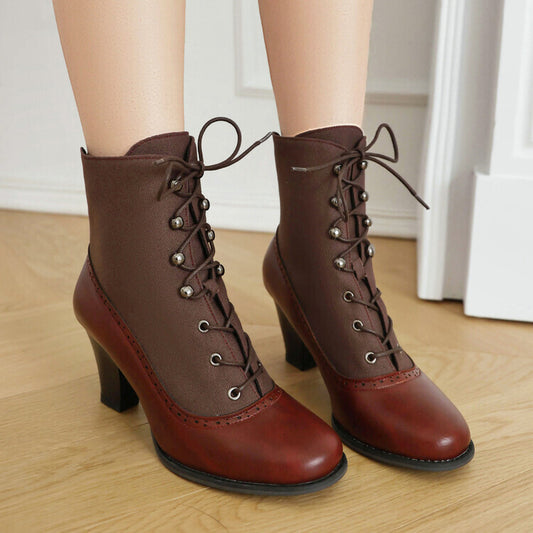 Retro British Style Cone-shaped Heel Martin Boots