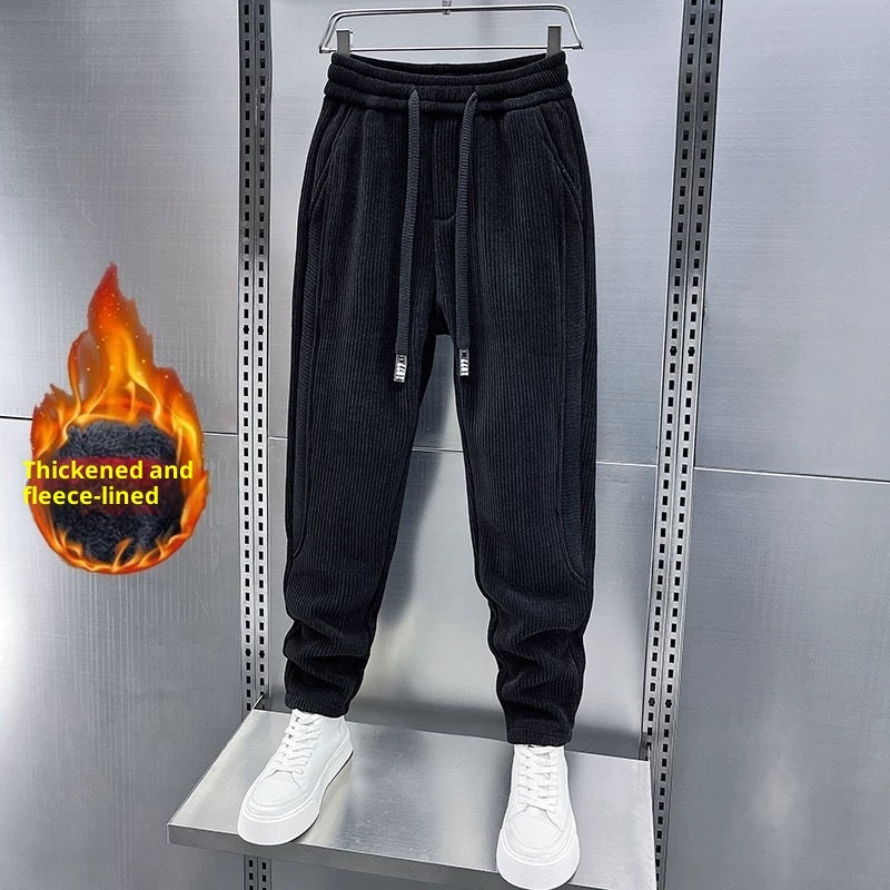 Winter Men's Fleece-lined Thick Corduroy Casual Pants