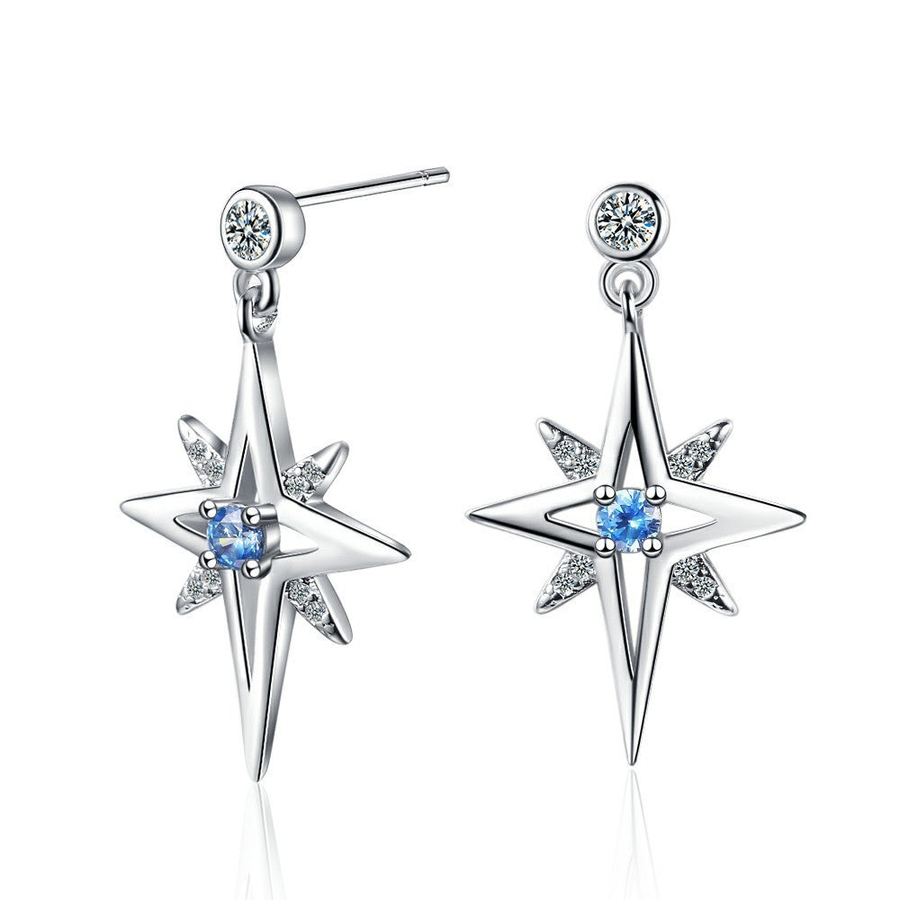 Women's Korean Diamond Hexagonal Star Stud Earrings