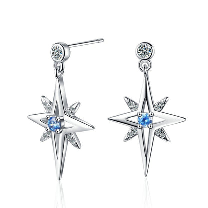 Women's Korean Diamond Hexagonal Star Stud Earrings