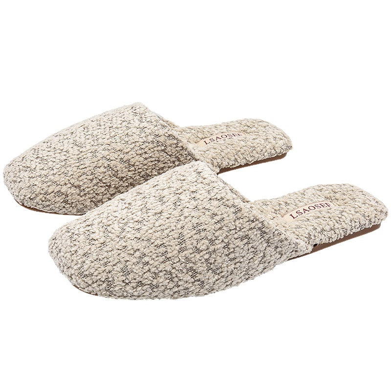 Autumn And Winter Fleece-lined Thermal Cotton Slippers Women's Indoor Home Non-slip