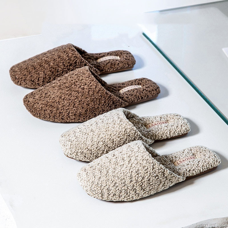 Autumn And Winter Fleece-lined Thermal Cotton Slippers Women's Indoor Home Non-slip