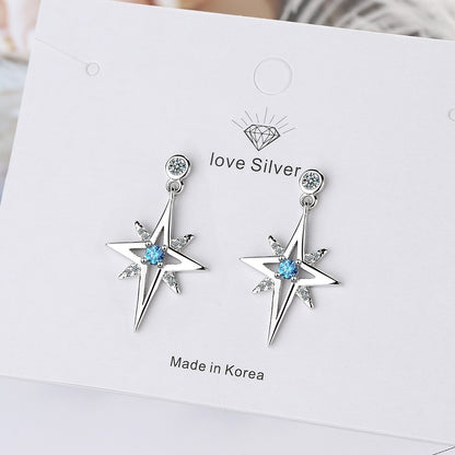 Women's Korean Diamond Hexagonal Star Stud Earrings