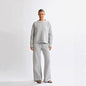 Round-neck Backless Knit Sweater Long Sleeve Pants Set For Women