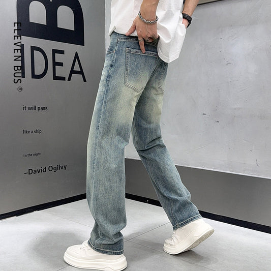 Men's Loose Elastic Casual Light Blue Jeans
