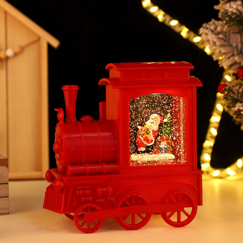 Small Train Christmas Interior Luminous Water Injection Desktop Decoration