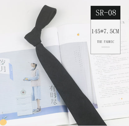 Korean Style Casual Suede Pure Color Artistic Shirt Macaron Color 7cm Hand Tie