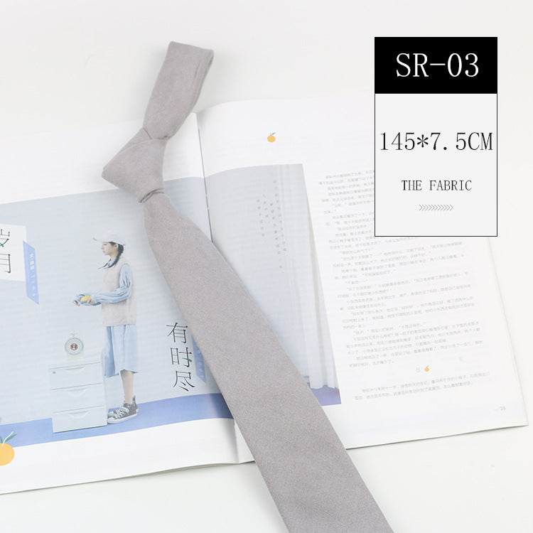 Korean Style Casual Suede Pure Color Artistic Shirt Macaron Color 7cm Hand Tie