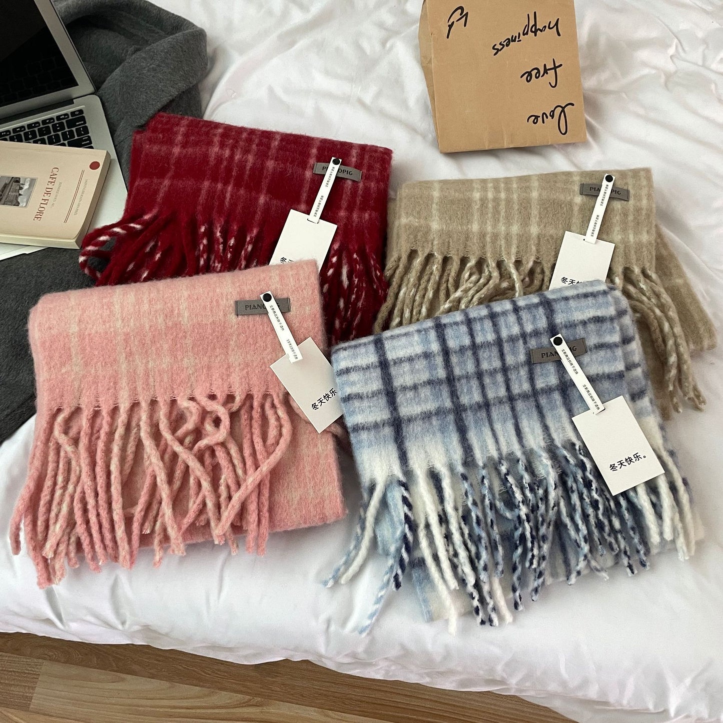 Advanced Plaid Scarf Autumn Winter Women Vintage