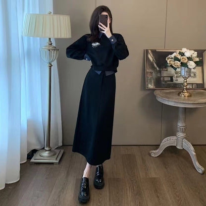 Fake Two-piece Sweatshirt Set Women Korean Version Set Skirt