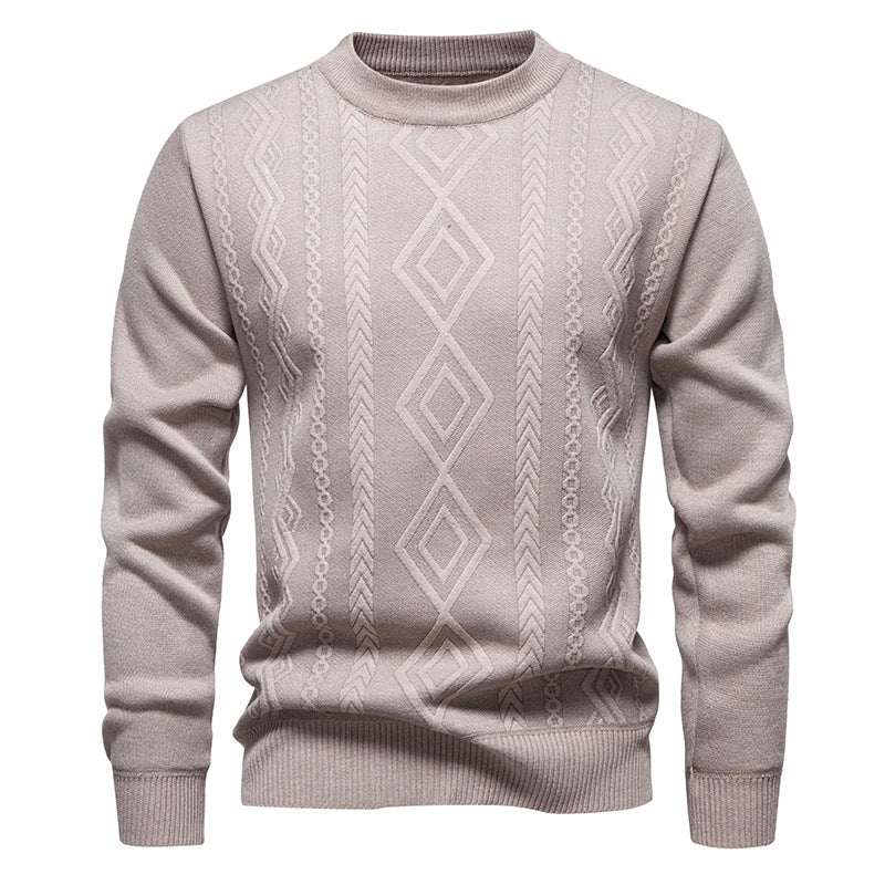 Casual Round Neck Pullover Warm Knitted Sweater For Men