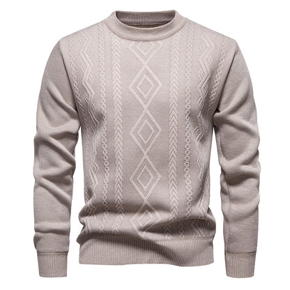 Casual Round Neck Pullover Warm Knitted Sweater For Men