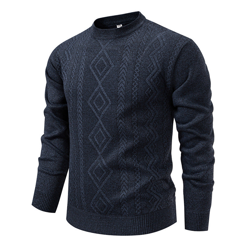 Casual Round Neck Pullover Warm Knitted Sweater For Men
