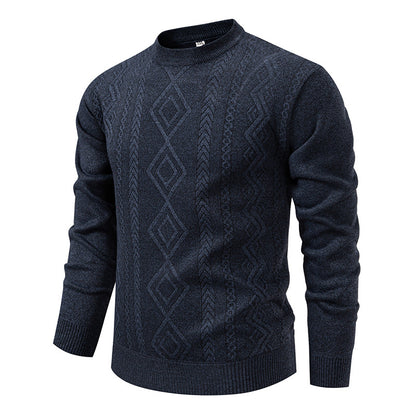 Casual Round Neck Pullover Warm Knitted Sweater For Men