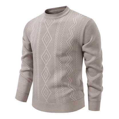 Casual Round Neck Pullover Warm Knitted Sweater For Men