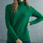 Women's High-neck Cable Knit Wool Sweater
