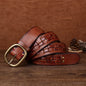 Men's Hand-woven First Layer Cow Leather Belt Personalized Punch-free Brass Buckle