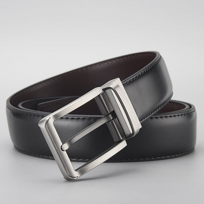 Gentleman Business Style Men's Leather Business Rotation Pin Buckle Belt