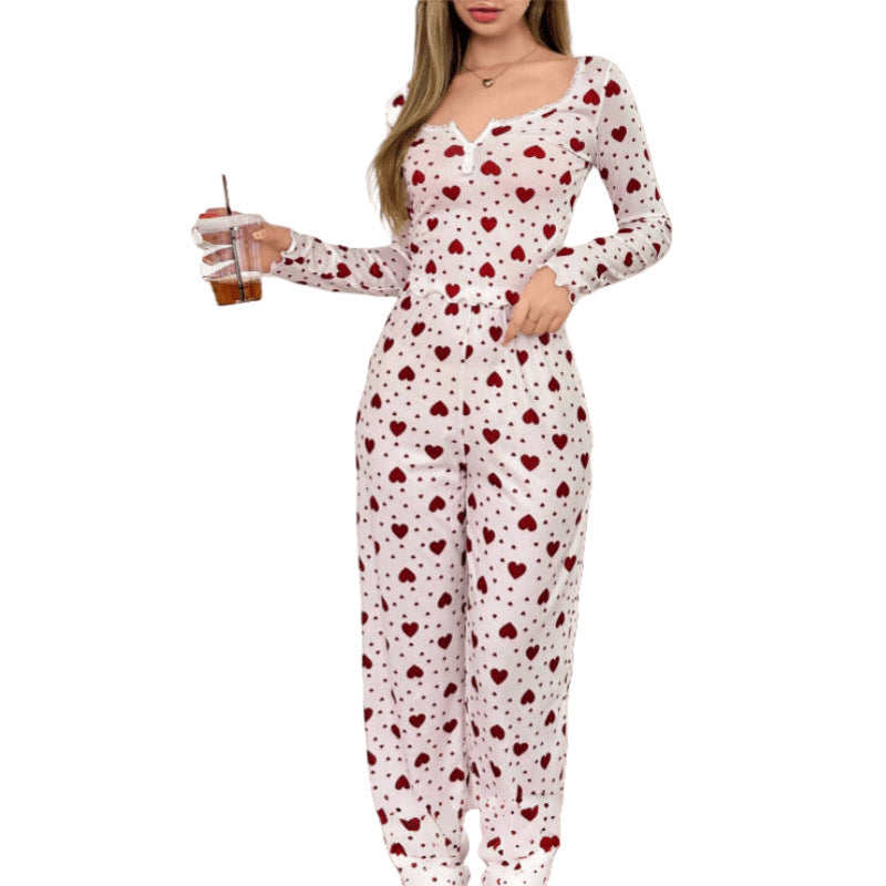 Love Print Pajamas Love Long Sleeve Pants Set