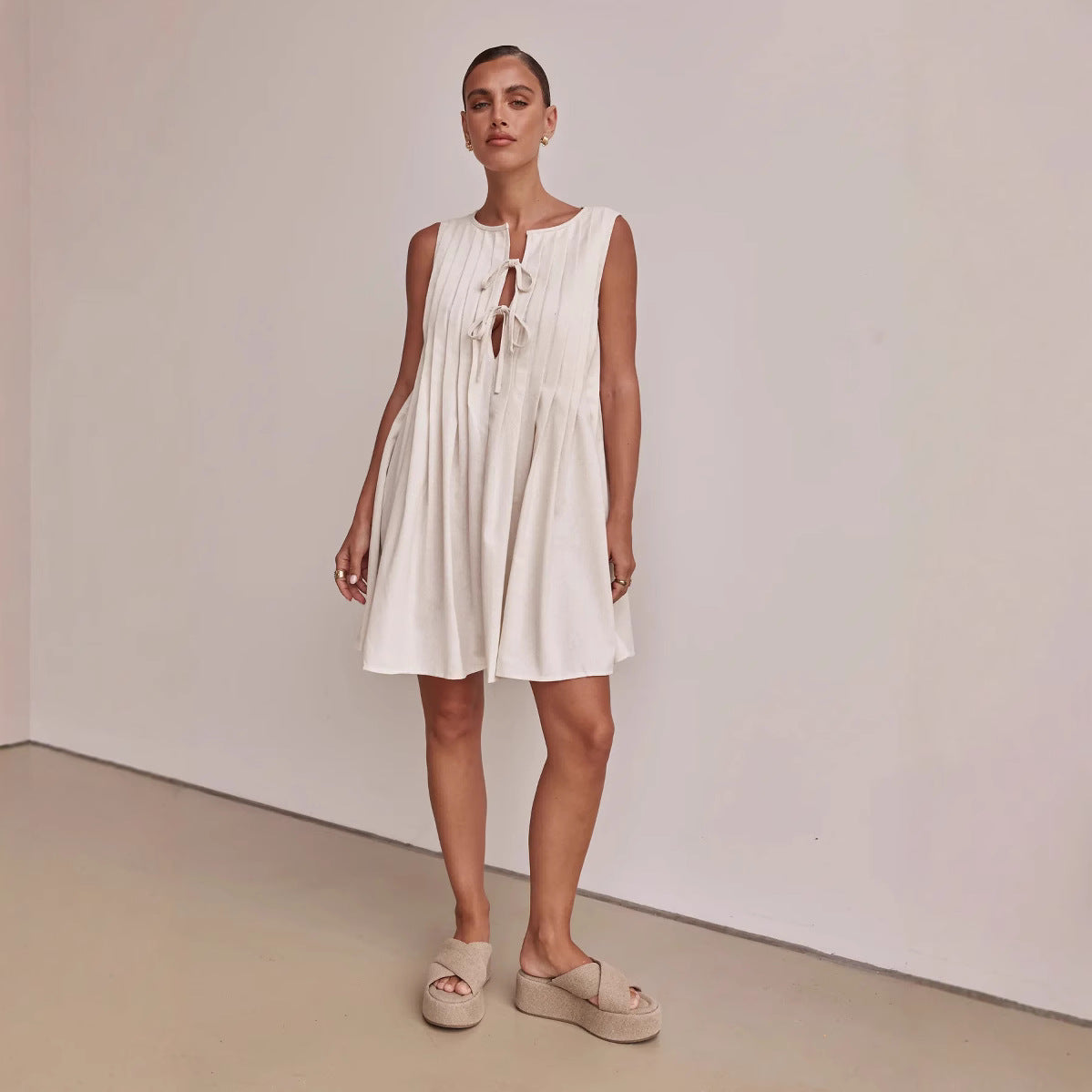 Women's Casual Versatile V-neck Ribbed Tank Dress