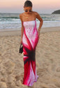 Lady's Sexy Strapless Slim-fit Printed Maxi Dress