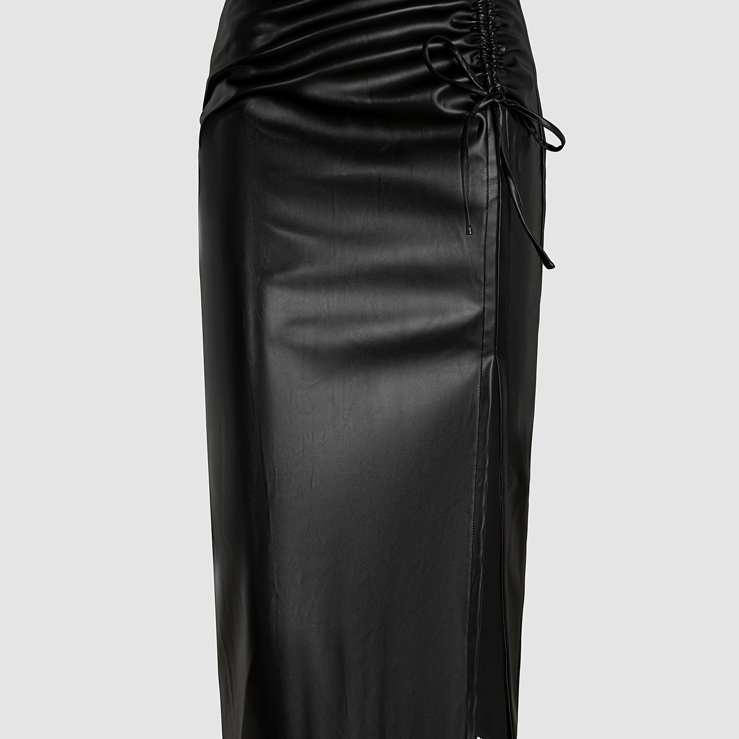 Slim-fit Stylish Unisex Sexy Slit Leather Skirt