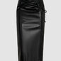 Slim-fit Stylish Unisex Sexy Slit Leather Skirt