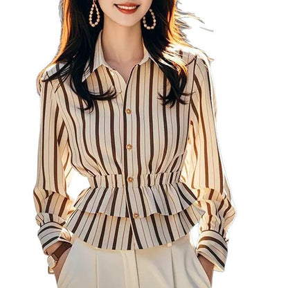 Women's Waist-cinching Stylish Blouse With French High-end Appeal