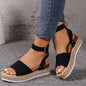 Women's Hemp Rope Wedge Peep Toe Sandals