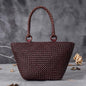 Hand-Woven Leather Handbag - Hollow Basket Bag
