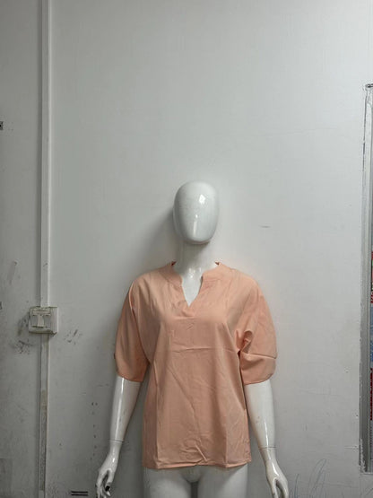 Women's Summer Chiffon V-Neck Shirt - Short Sleeve