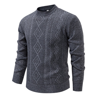 Casual Round Neck Pullover Warm Knitted Sweater For Men