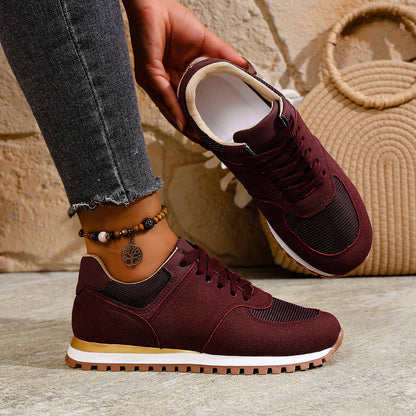 Women's Canvas Round Toe Shallow Mouth Lace-up Casual Shoes