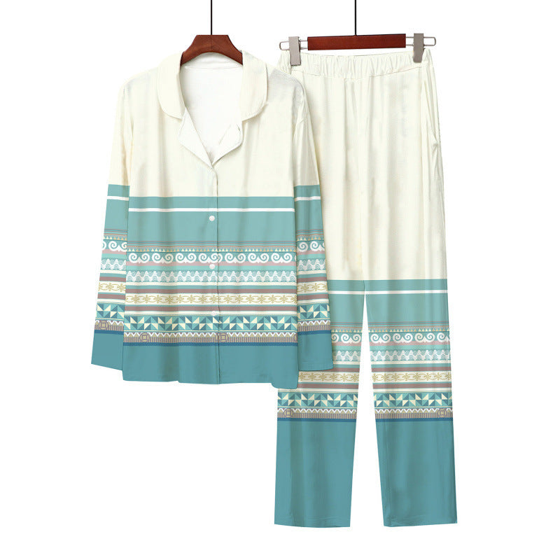 European And American Style 3D Digital Printed Button-up Shirt Comfortable Pajama Pants