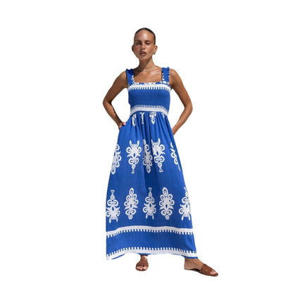Beach Dress Vacation Style Printed Strapless Dress