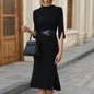 European And American Elegant Mid-waist Commuting Waist-tucking Professional Women's Dress