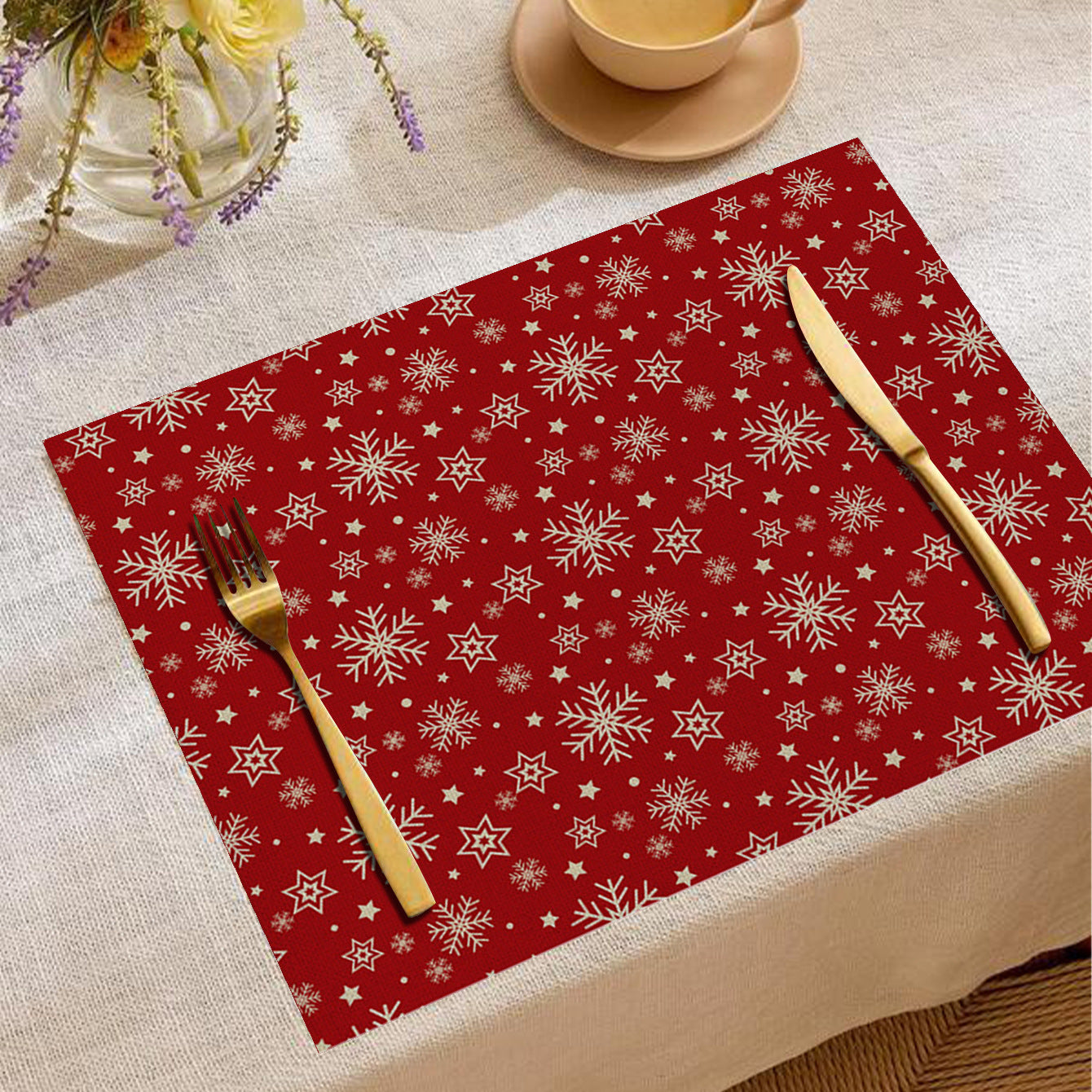 Christmas Digital Printing Placemat Linen Insulation Antifouling Decoration