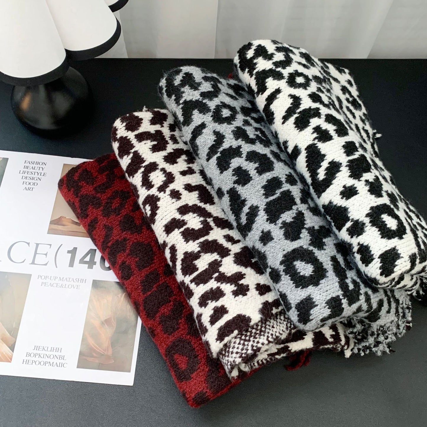 Warm And Stylish Leopard Fringe Scarf Shawl Two-in-one