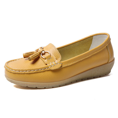 Women's Two-Layer Calf Leather Slip-On Shoes