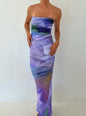 Lady's Sexy Strapless Slim-fit Printed Maxi Dress