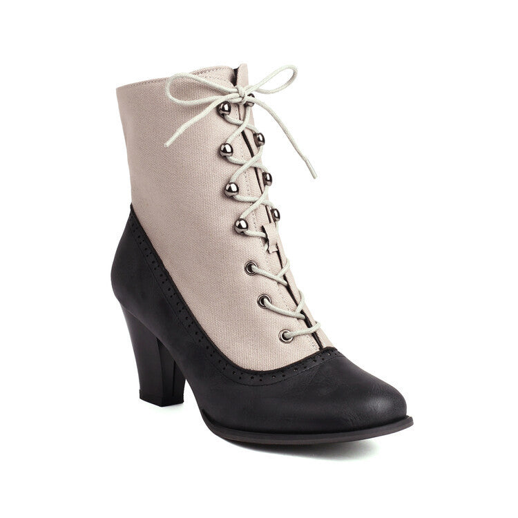 Retro British Style Cone-shaped Heel Martin Boots